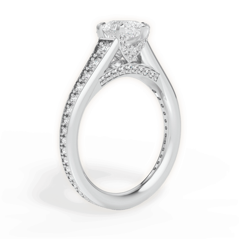 14kt White Gold/18kt White Gold/Platinum/pear/front