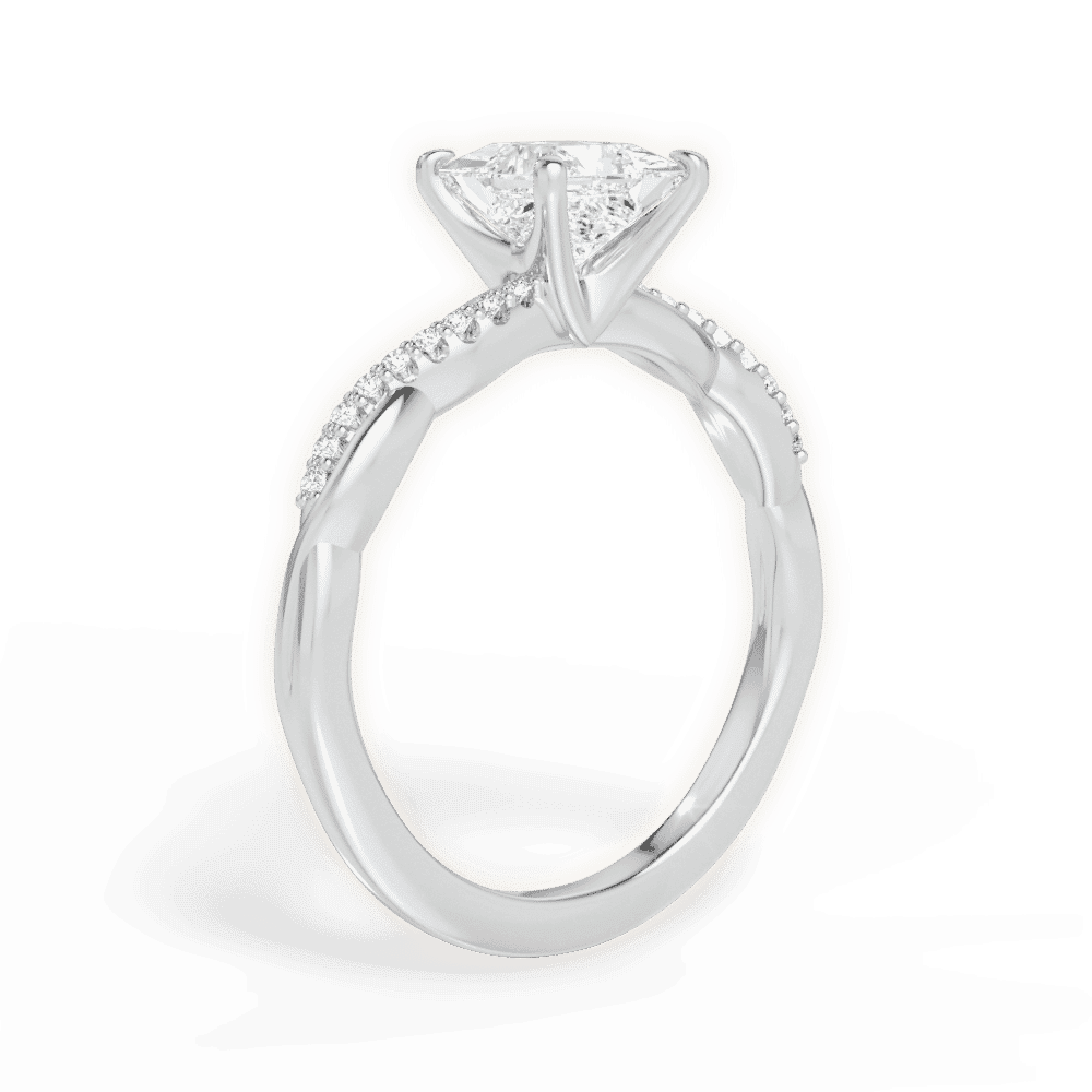 14kt White Gold/18kt White Gold/Platinum/princess/front