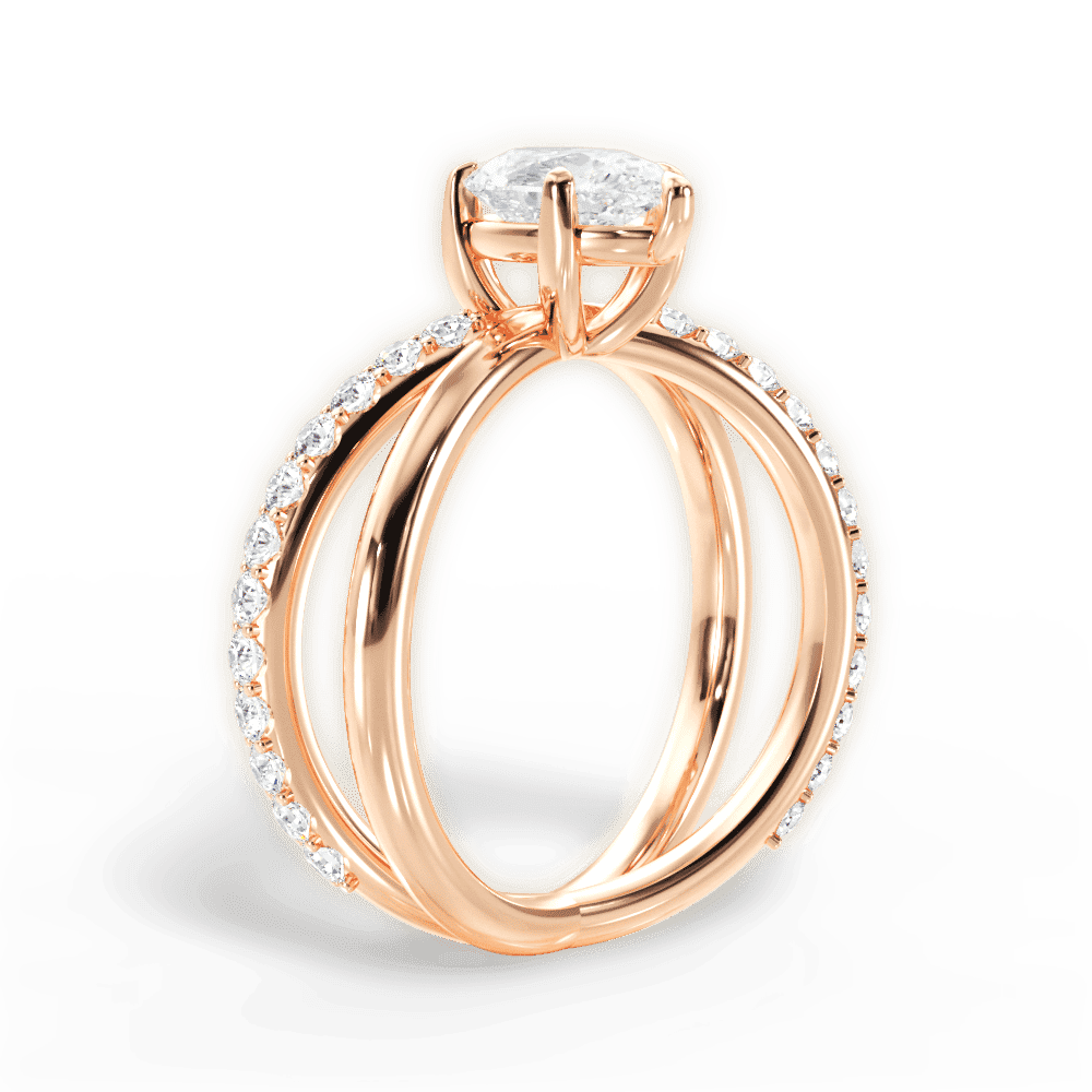 14kt Rose Gold/18kt Rose Gold/pear/front
