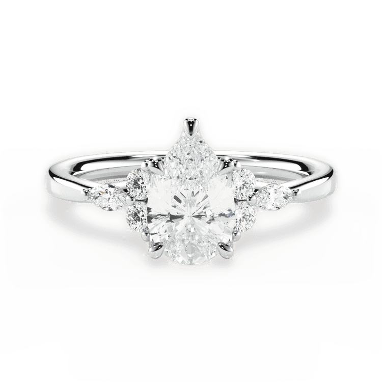 14kt White Gold/18kt White Gold/Platinum/pear/top sku 1PZ1405