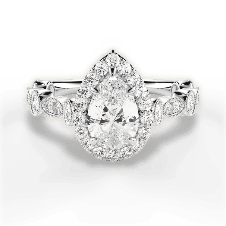 14kt White Gold/18kt White Gold/Platinum/pear/top sku 1PZ4742