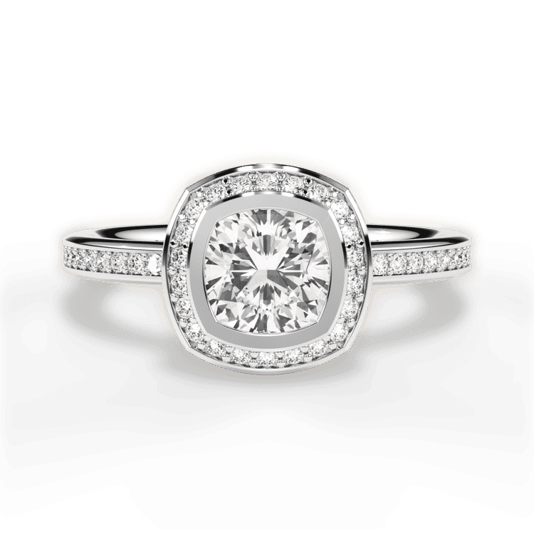 14kt White Gold/18kt White Gold/Platinum/cushion/top sku 1CUZ1694