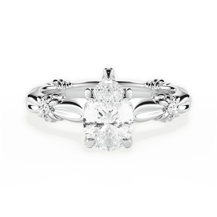 14kt White Gold/18kt White Gold/Platinum/pear/top sku 1PZ4754