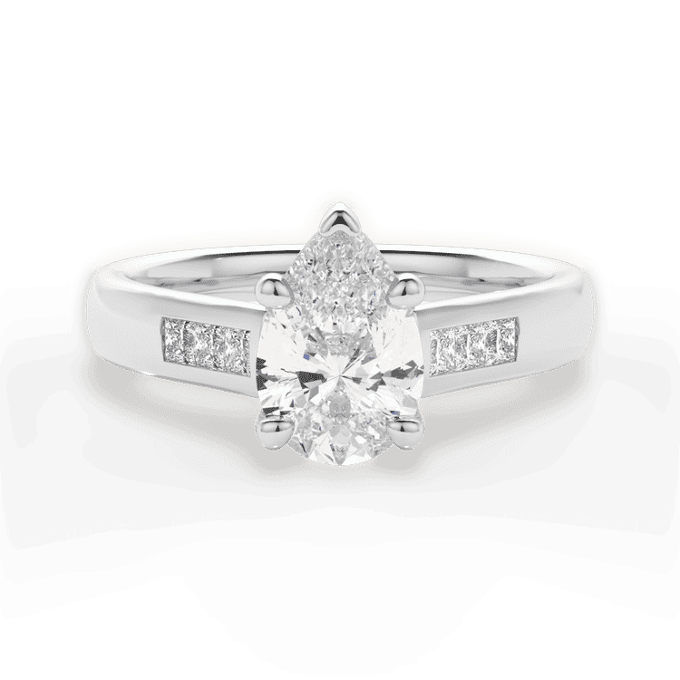 14kt White Gold/18kt White Gold/Platinum/pear/top sku 1PZ1193