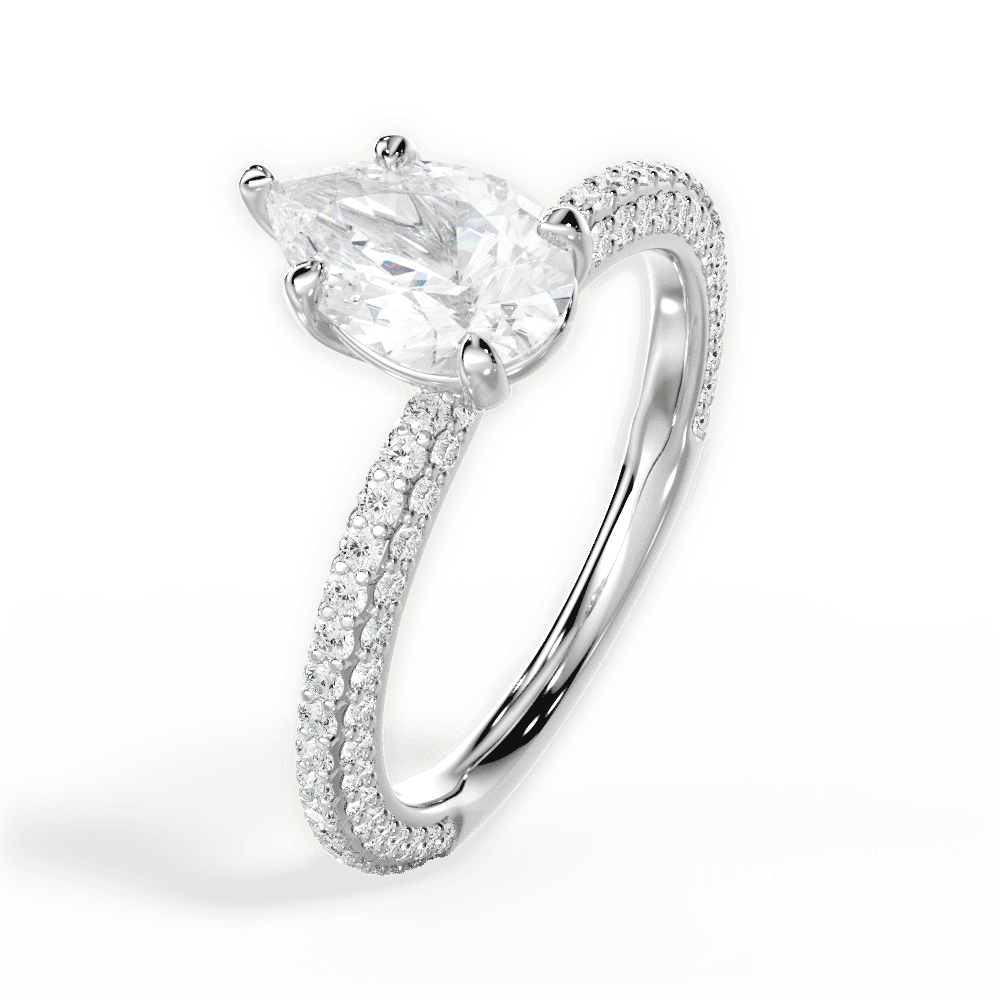 14kt White Gold/18kt White Gold/Platinum/pear/side