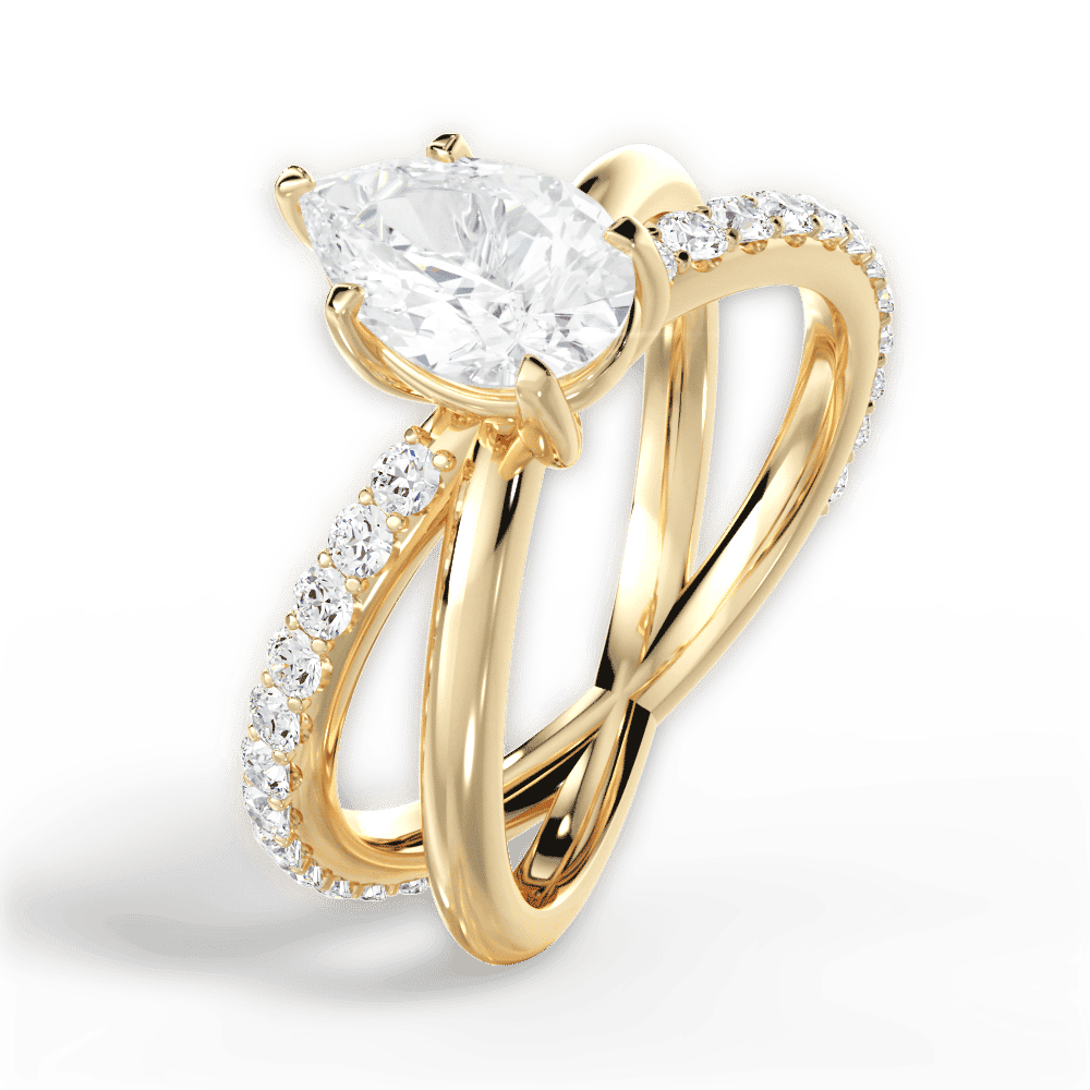 14kt Yellow Gold/18kt Yellow Gold/pear/side