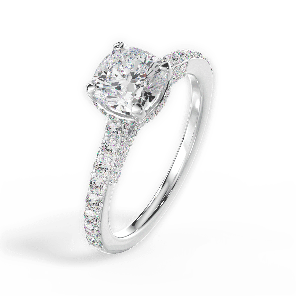 14kt White Gold/18kt White Gold/Platinum/cushion/side