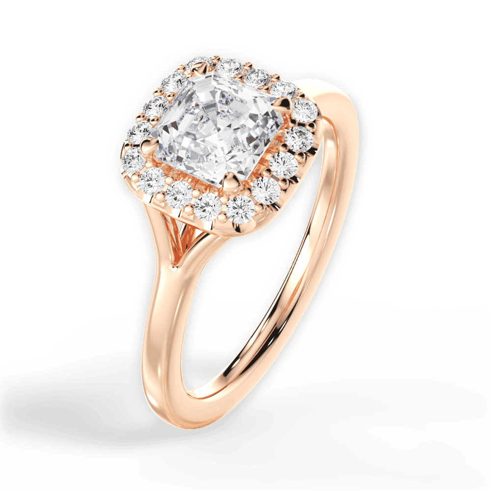 14kt Rose Gold/18kt Rose Gold/asscher/side