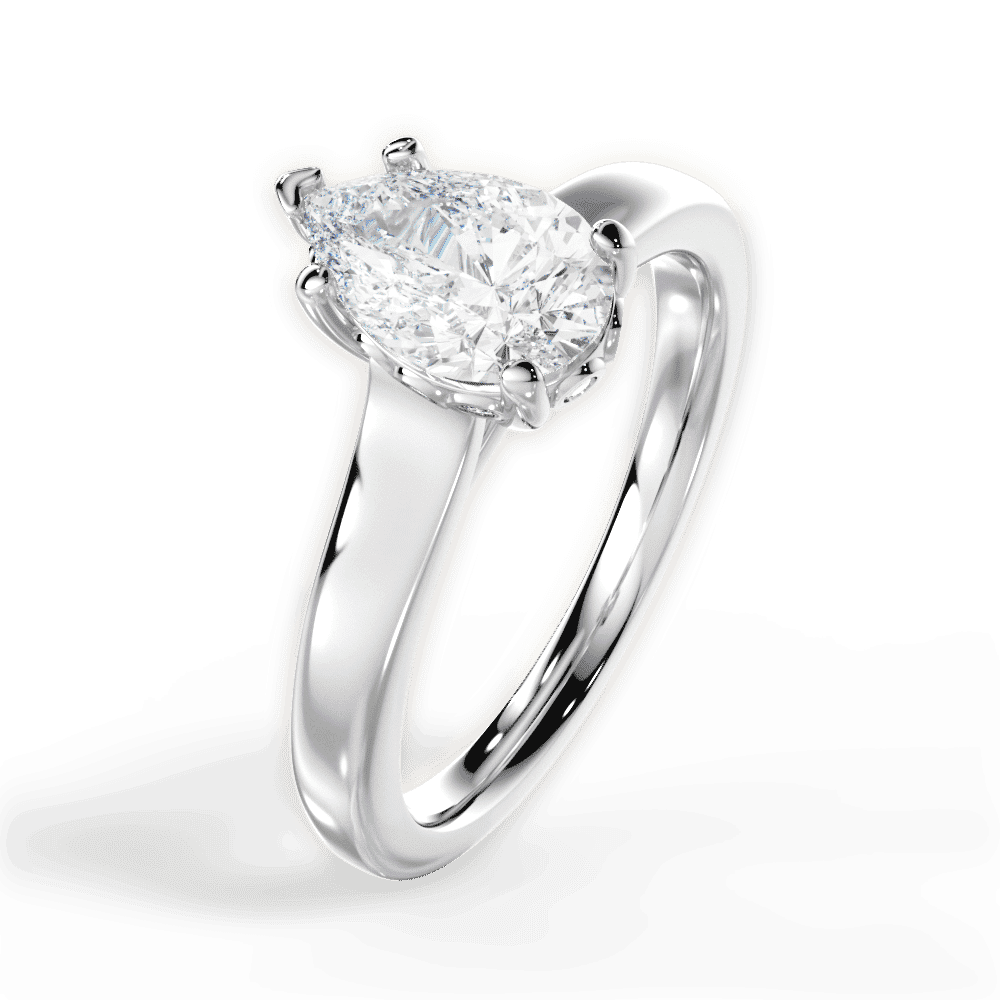 14kt White Gold/18kt White Gold/Platinum/pear/side