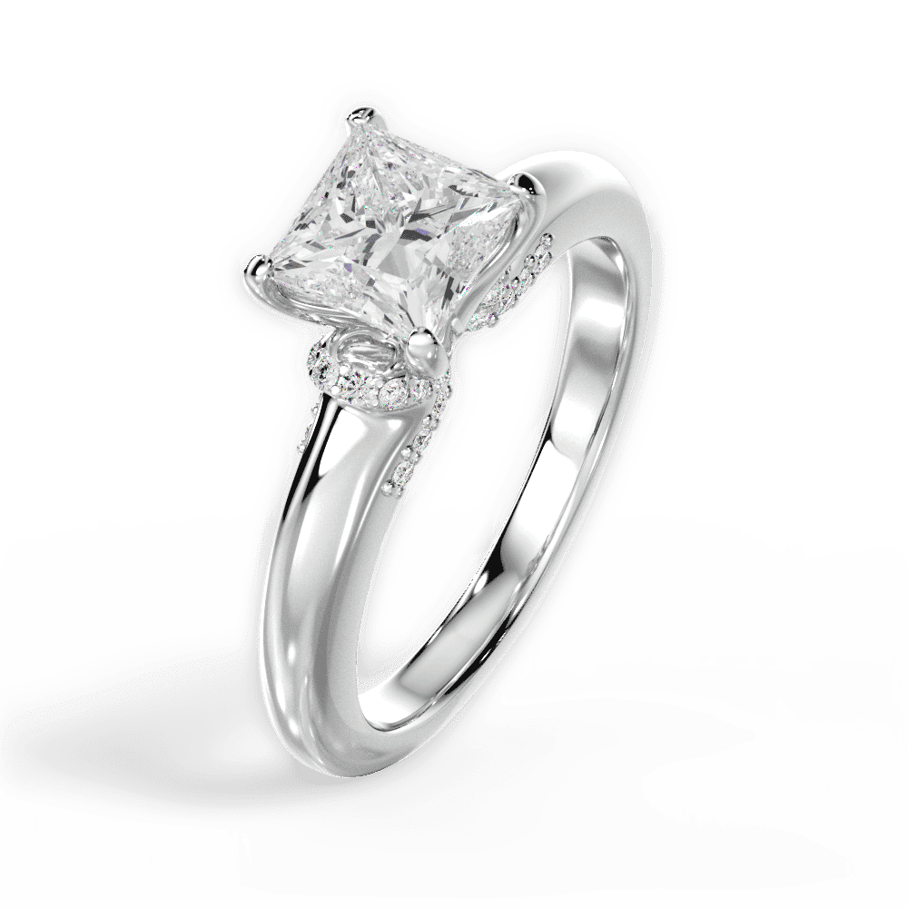 14kt White Gold/18kt White Gold/Platinum/princess/side