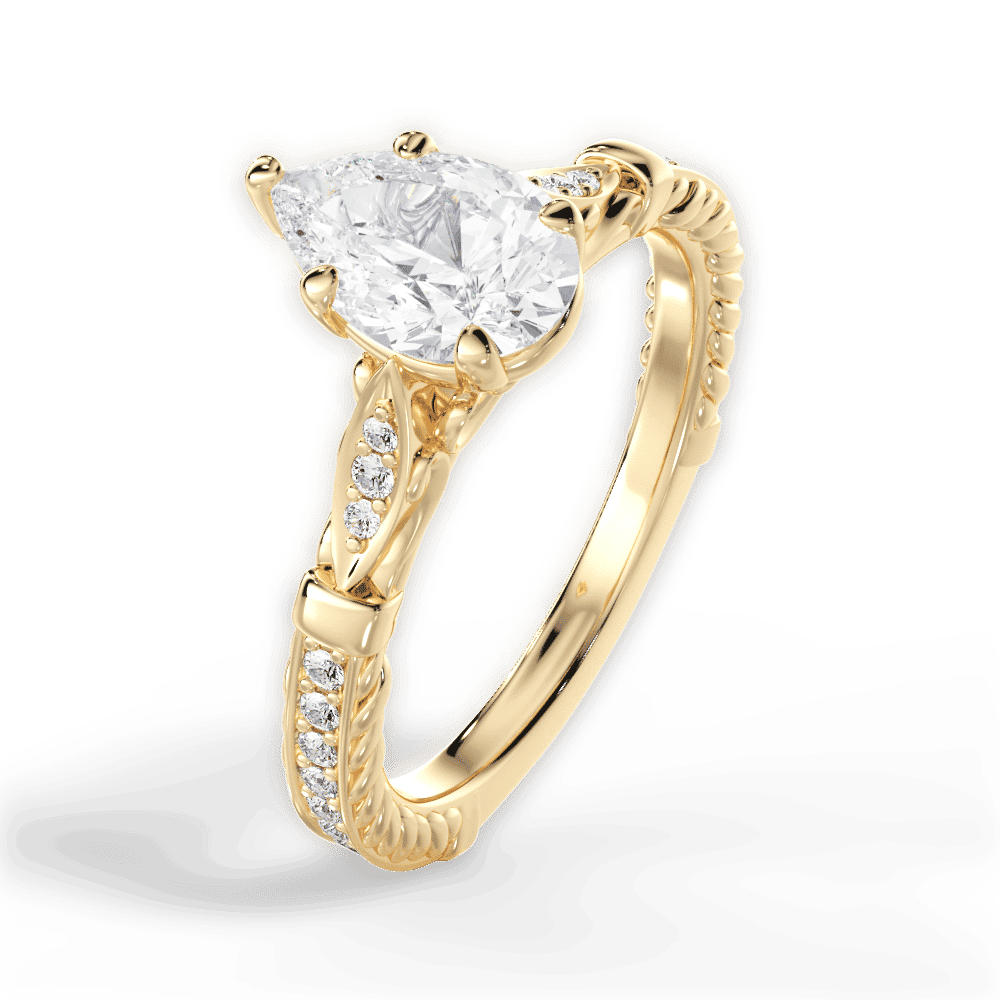 14kt Yellow Gold/18kt Yellow Gold/pear/side