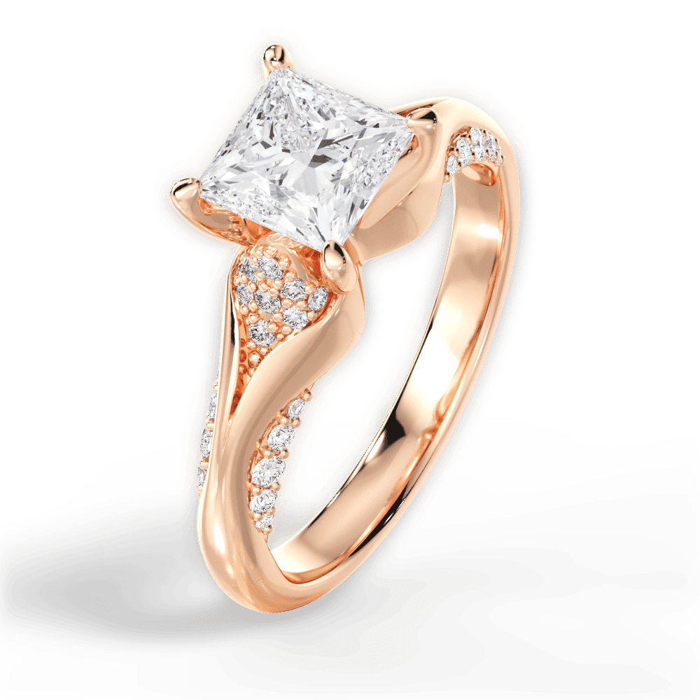 14kt Rose Gold/18kt Rose Gold/princess/side