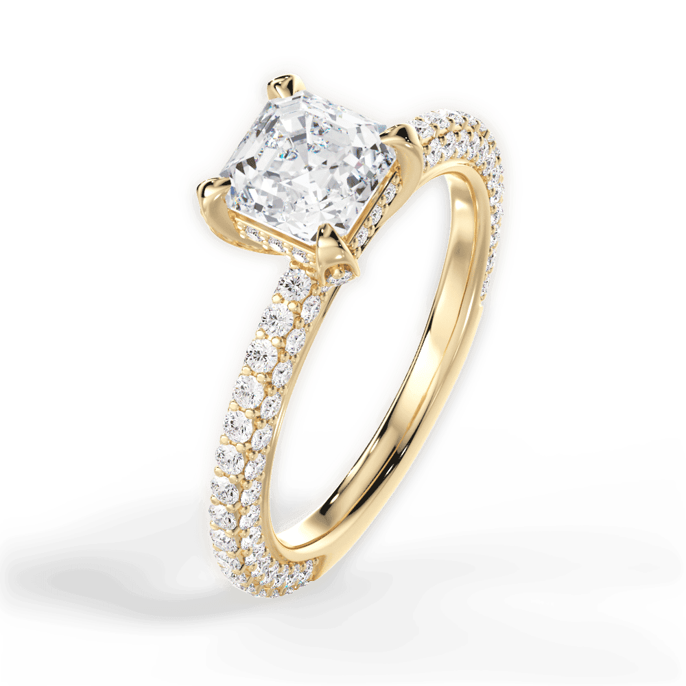 14kt Yellow Gold/18kt Yellow Gold/asscher/side