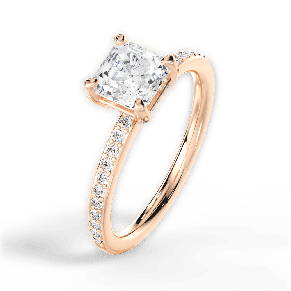 14kt Rose Gold/18kt Rose Gold/asscher/side