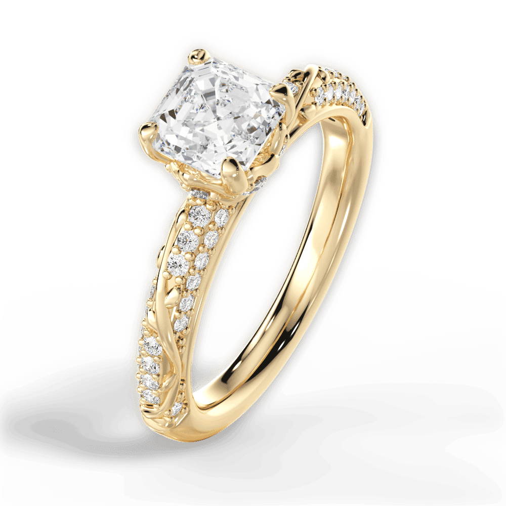 14kt Yellow Gold/18kt Yellow Gold/asscher/side