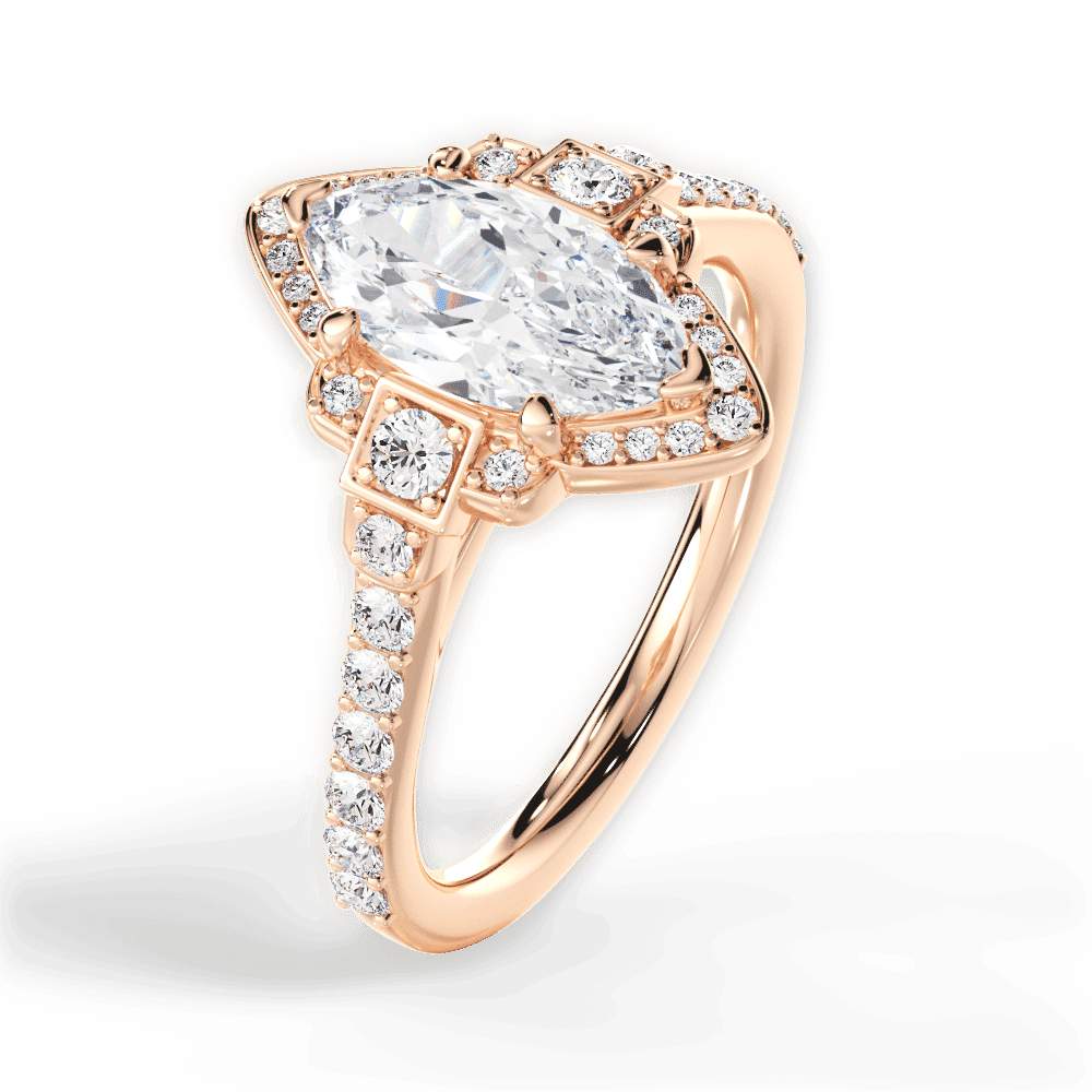 14kt Rose Gold/18kt Rose Gold/marquise/side