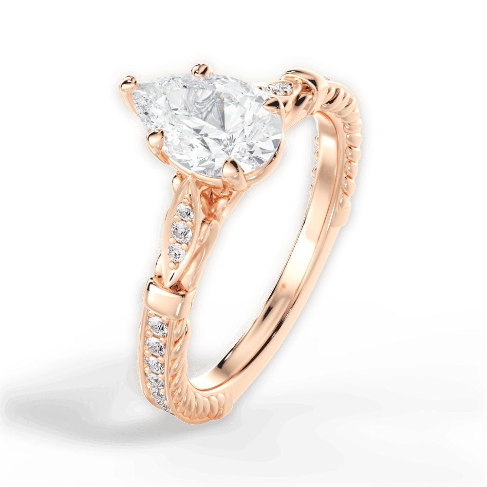 14kt Rose Gold/18kt Rose Gold/pear/side