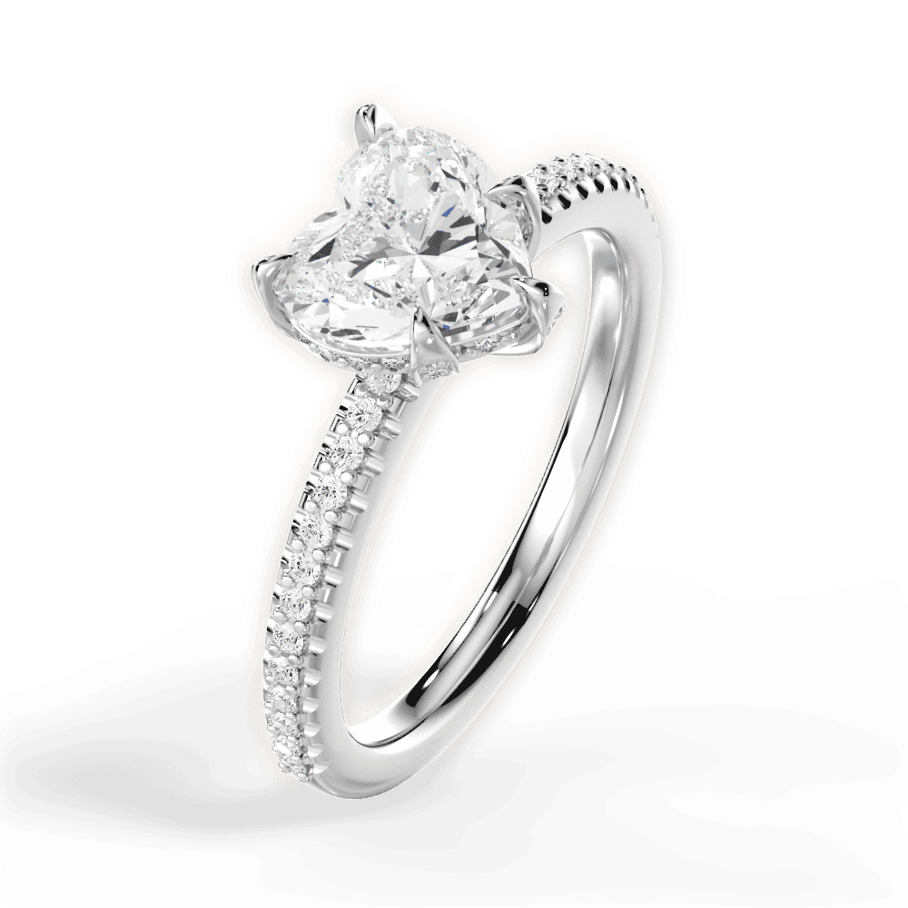 14kt White Gold/18kt White Gold/Platinum/heart/side