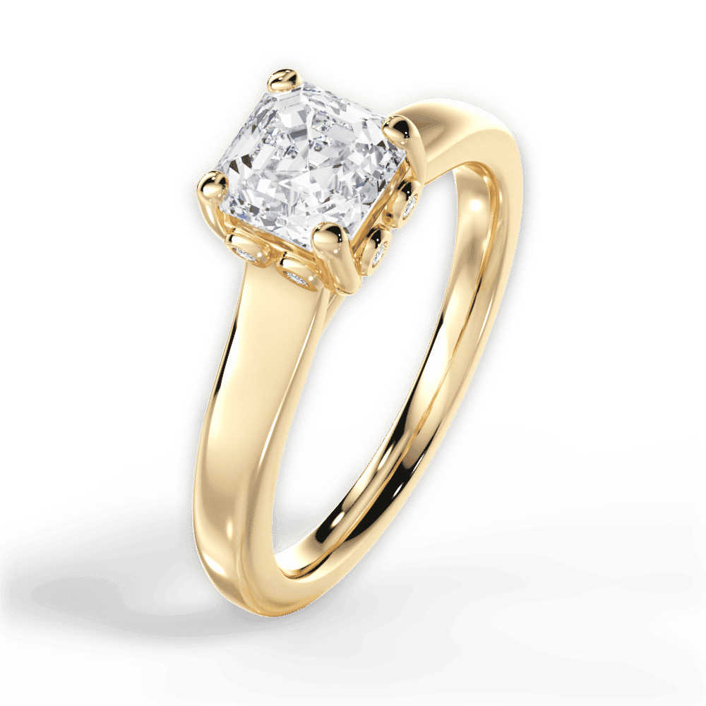 14kt Yellow Gold/18kt Yellow Gold/asscher/side
