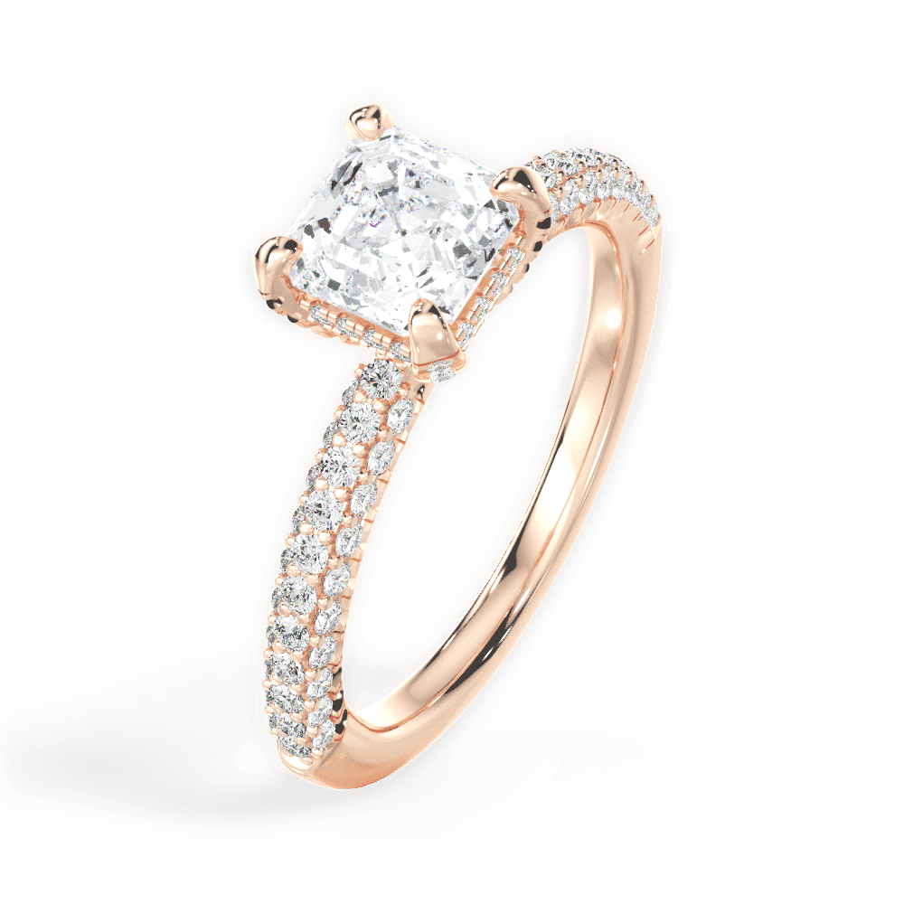 14kt Rose Gold/18kt Rose Gold/asscher/side