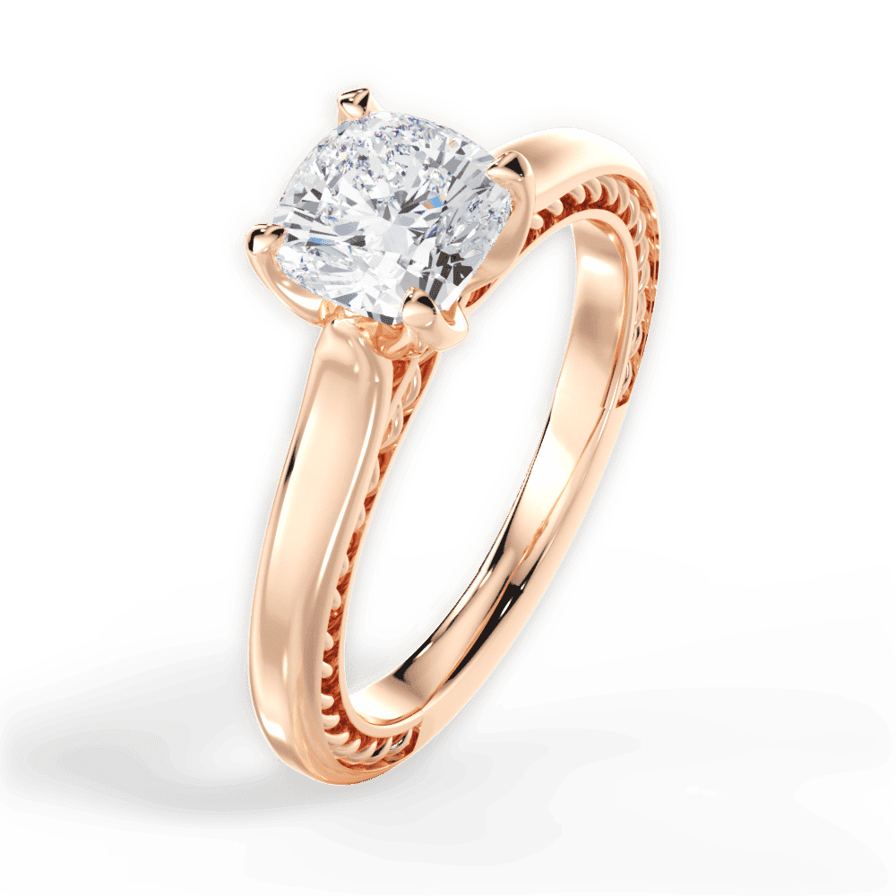 14kt Rose Gold/18kt Rose Gold/cushion/side
