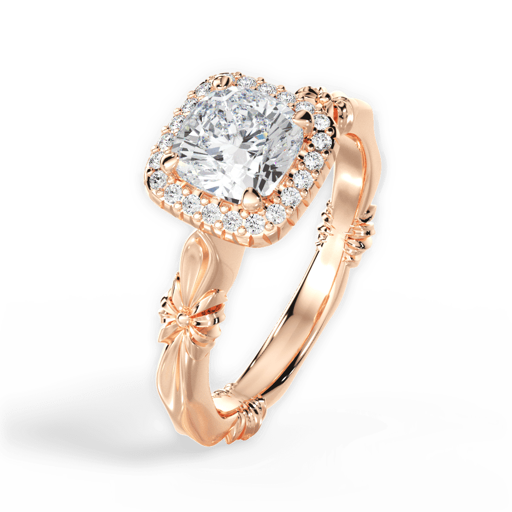 14kt Rose Gold/18kt Rose Gold/cushion/side