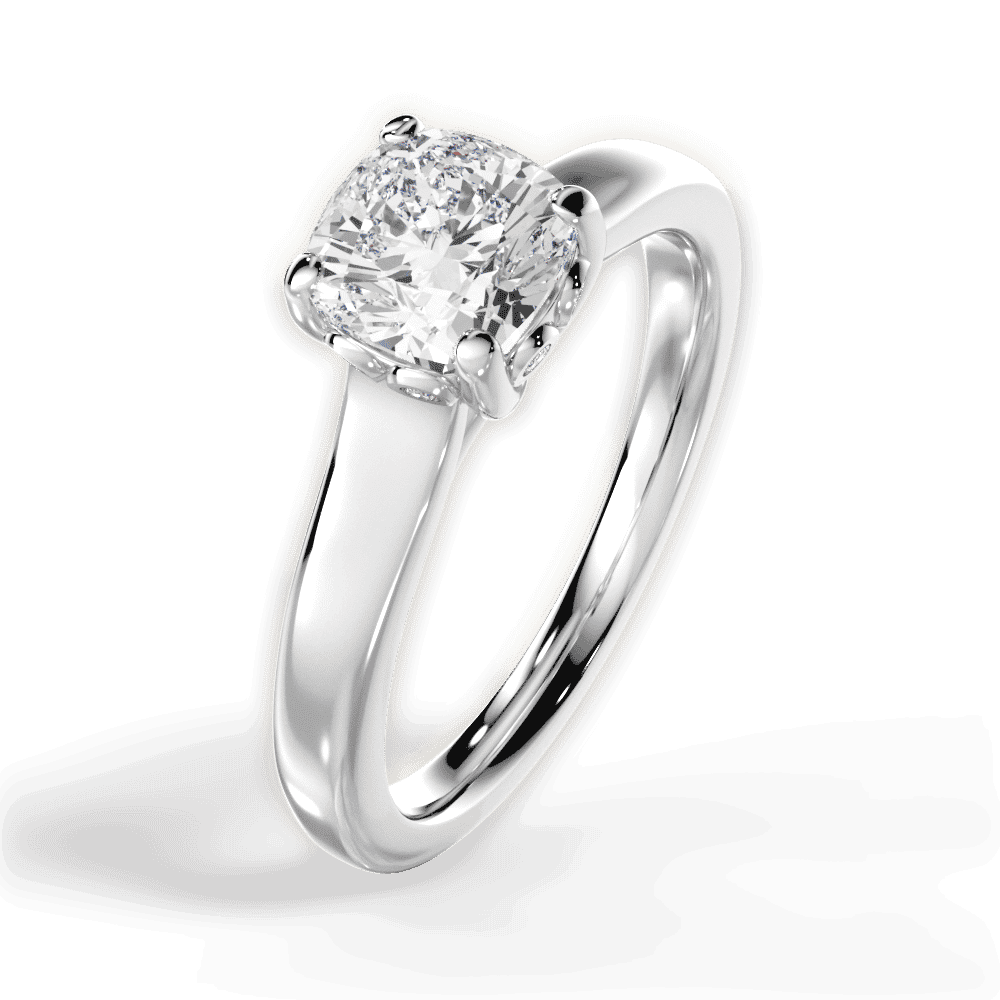 14kt White Gold/18kt White Gold/Platinum/cushion/side