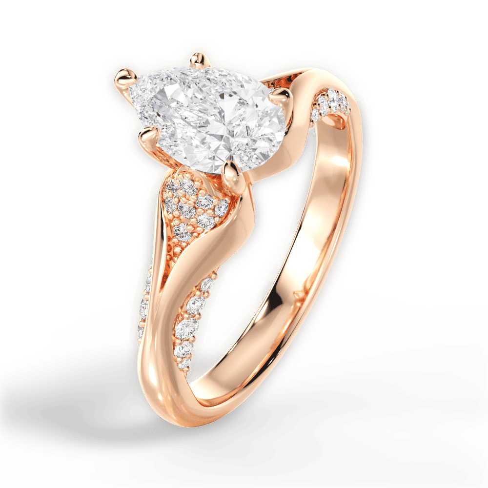 14kt Rose Gold/18kt Rose Gold/pear/side