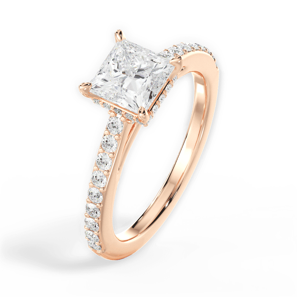 14kt Rose Gold/18kt Rose Gold/princess/side