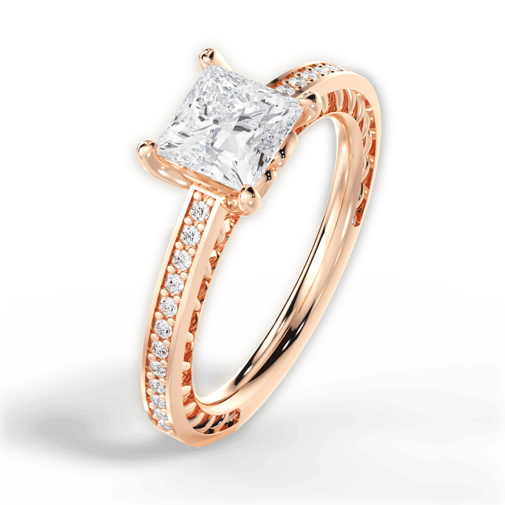 14kt Rose Gold/18kt Rose Gold/princess/side