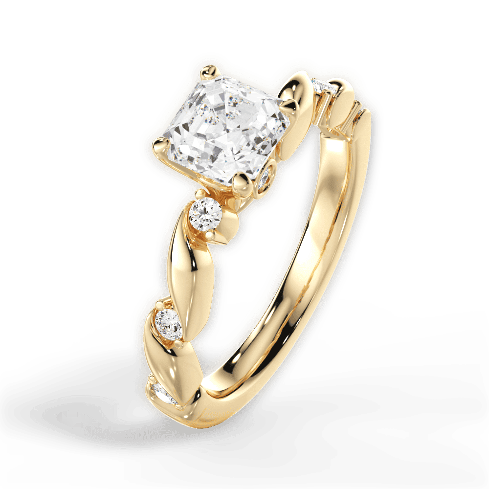 14kt Yellow Gold/18kt Yellow Gold/asscher/side