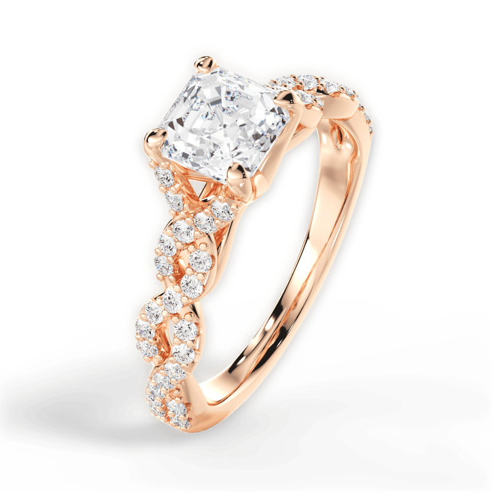 14kt Rose Gold/18kt Rose Gold/asscher/side