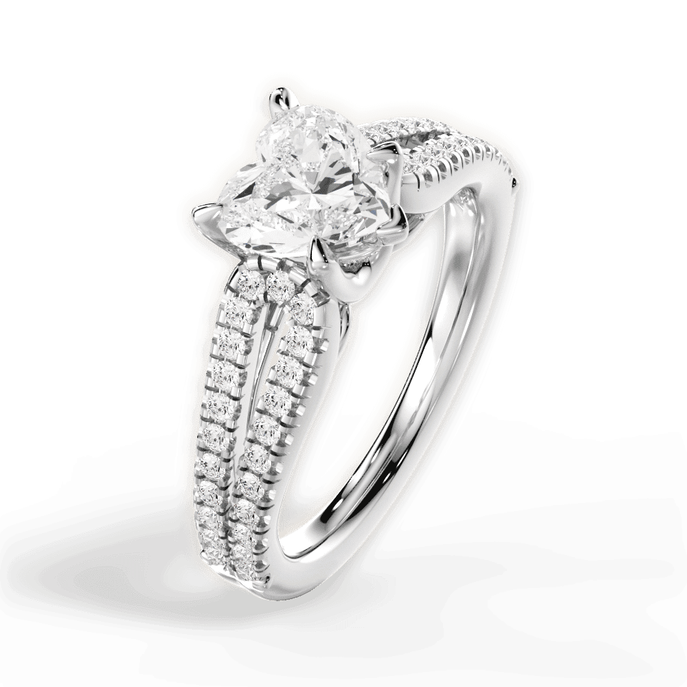 14kt White Gold/18kt White Gold/Platinum/heart/side