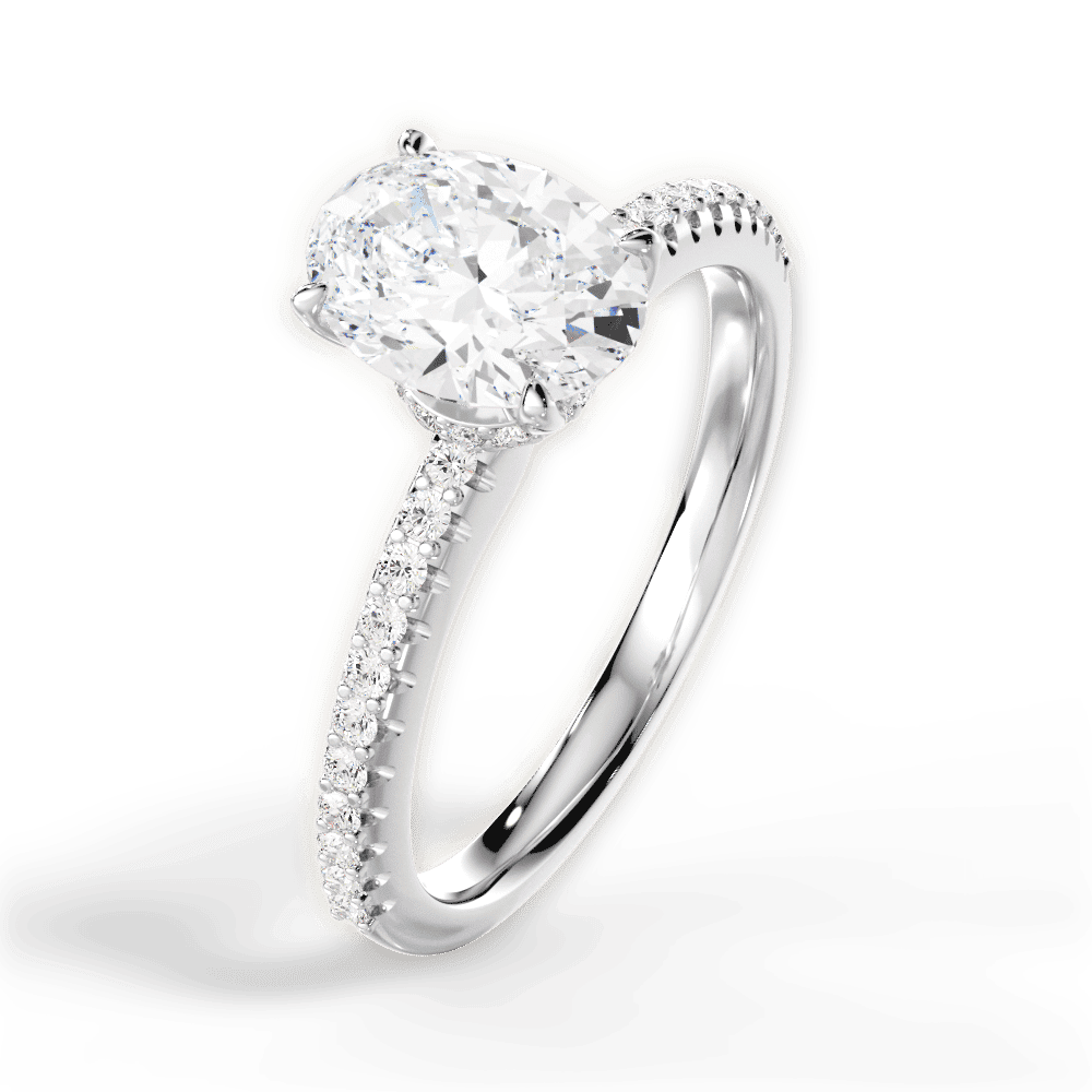 14kt White Gold/18kt White Gold/Platinum/oval/side