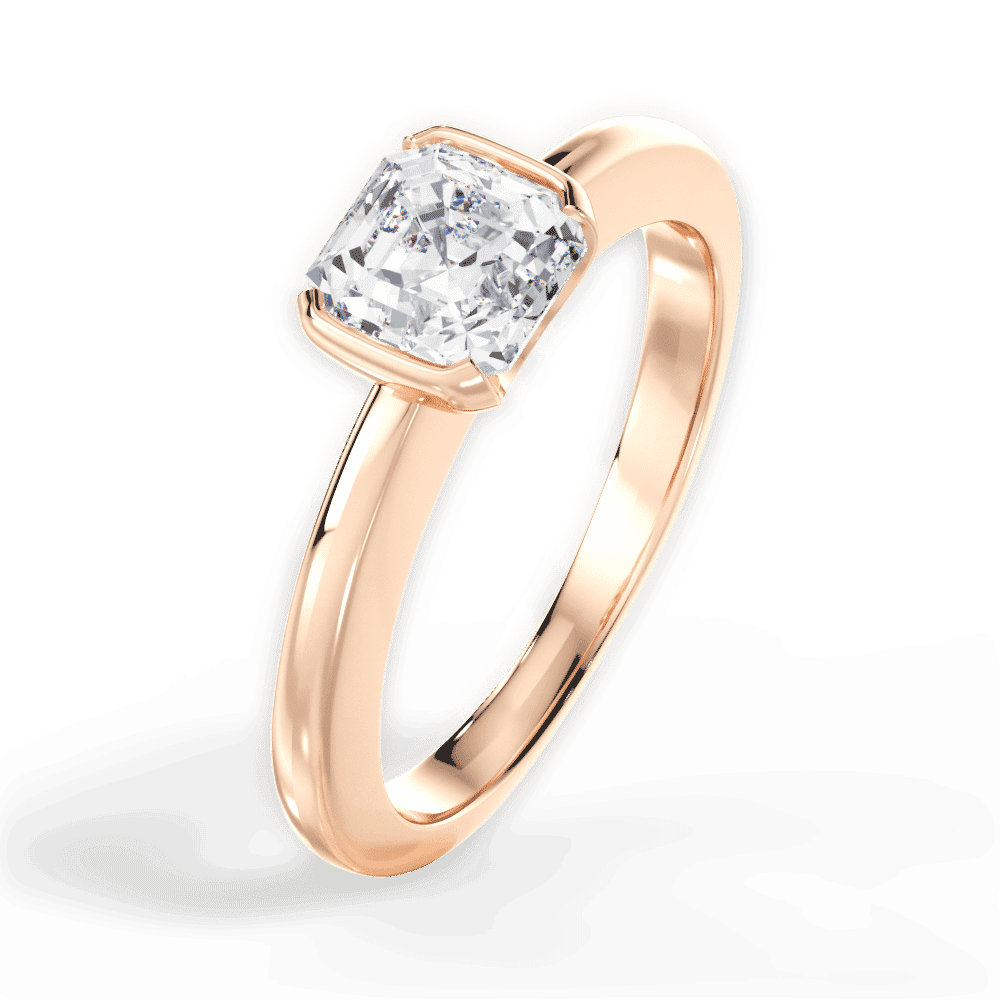 14kt Rose Gold/18kt Rose Gold/asscher/side