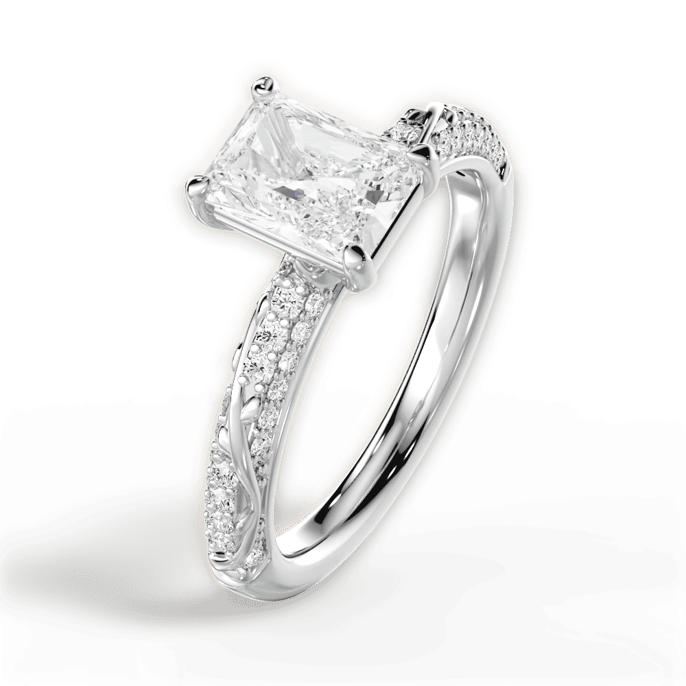 14kt White Gold/18kt White Gold/Platinum/radiant/side