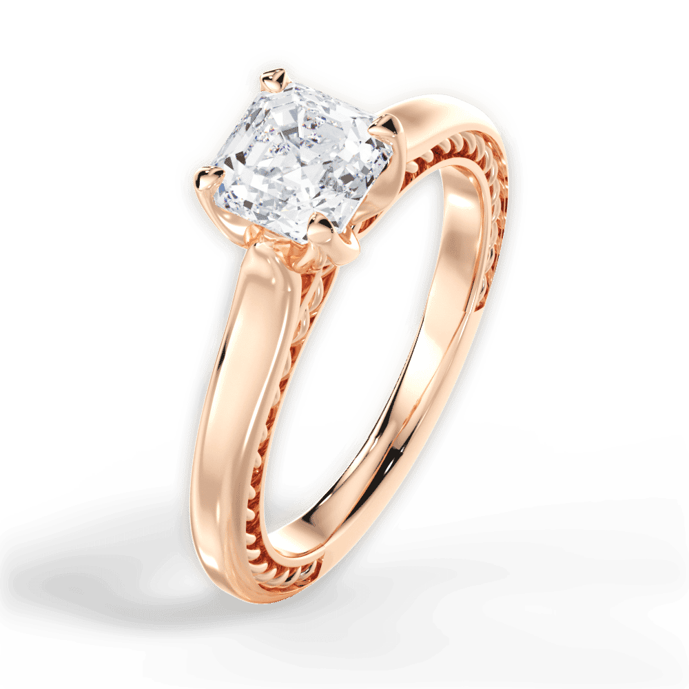 14kt Rose Gold/18kt Rose Gold/asscher/side