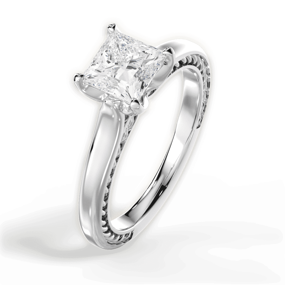 14kt White Gold/18kt White Gold/Platinum/princess/side