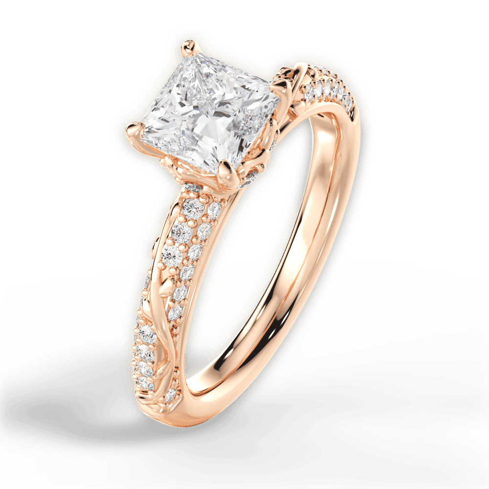14kt Rose Gold/18kt Rose Gold/princess/side