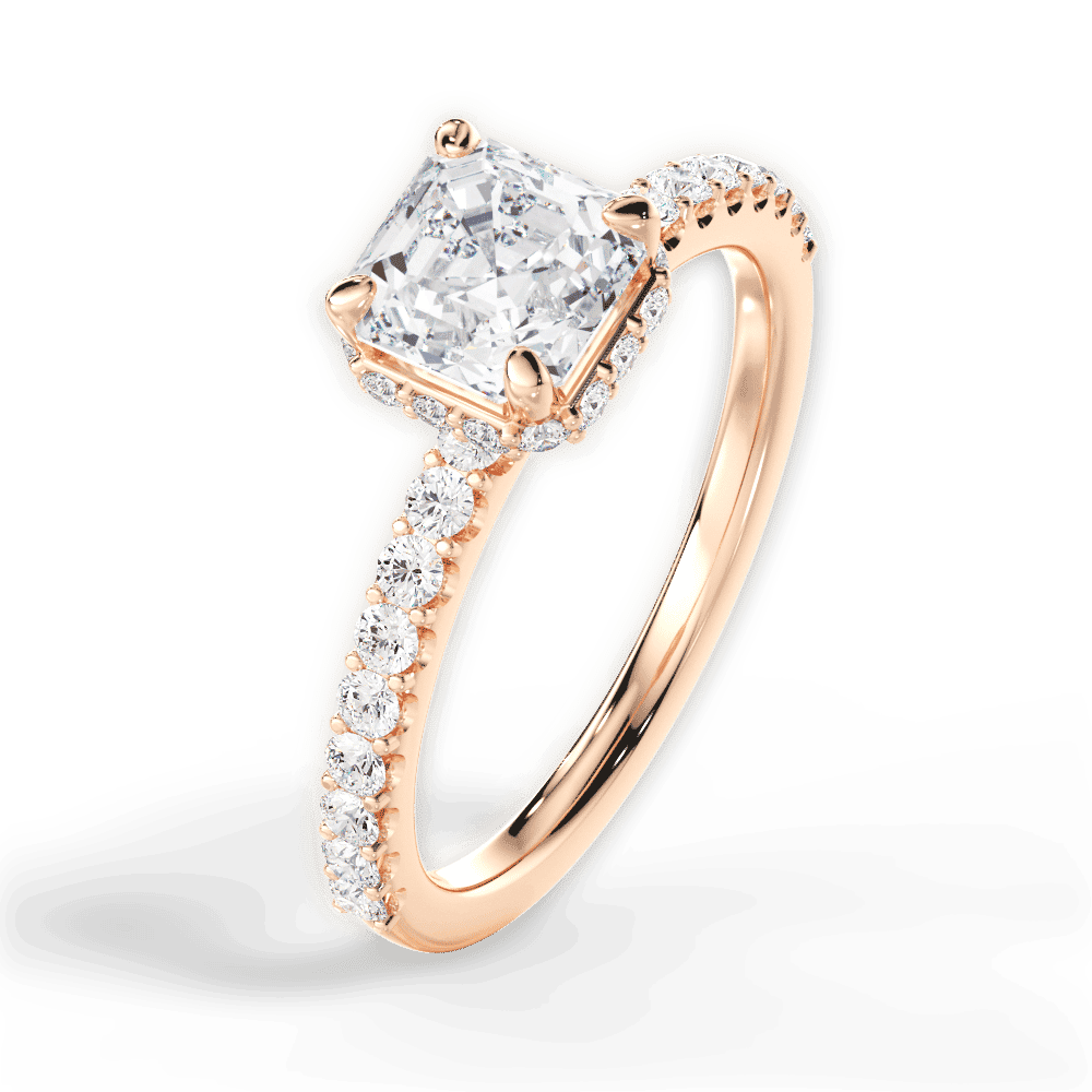 14kt Rose Gold/18kt Rose Gold/asscher/side