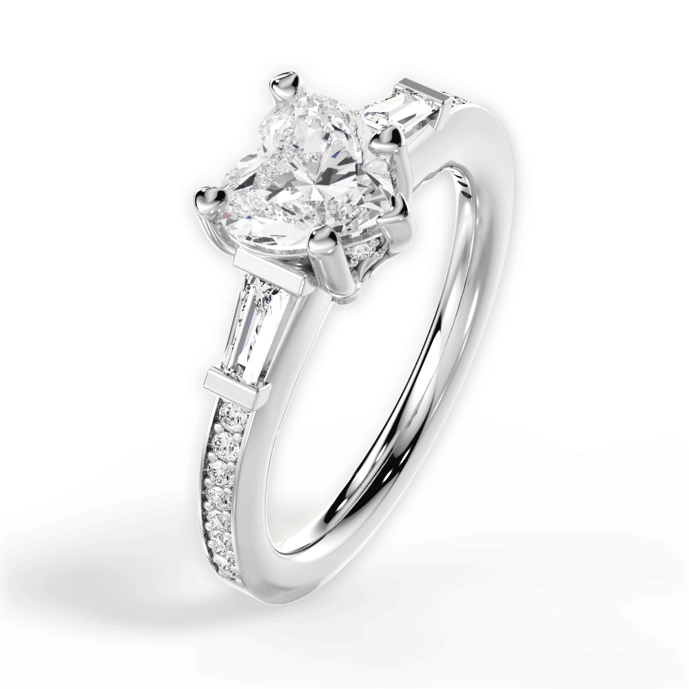 14kt White Gold/18kt White Gold/Platinum/heart/side