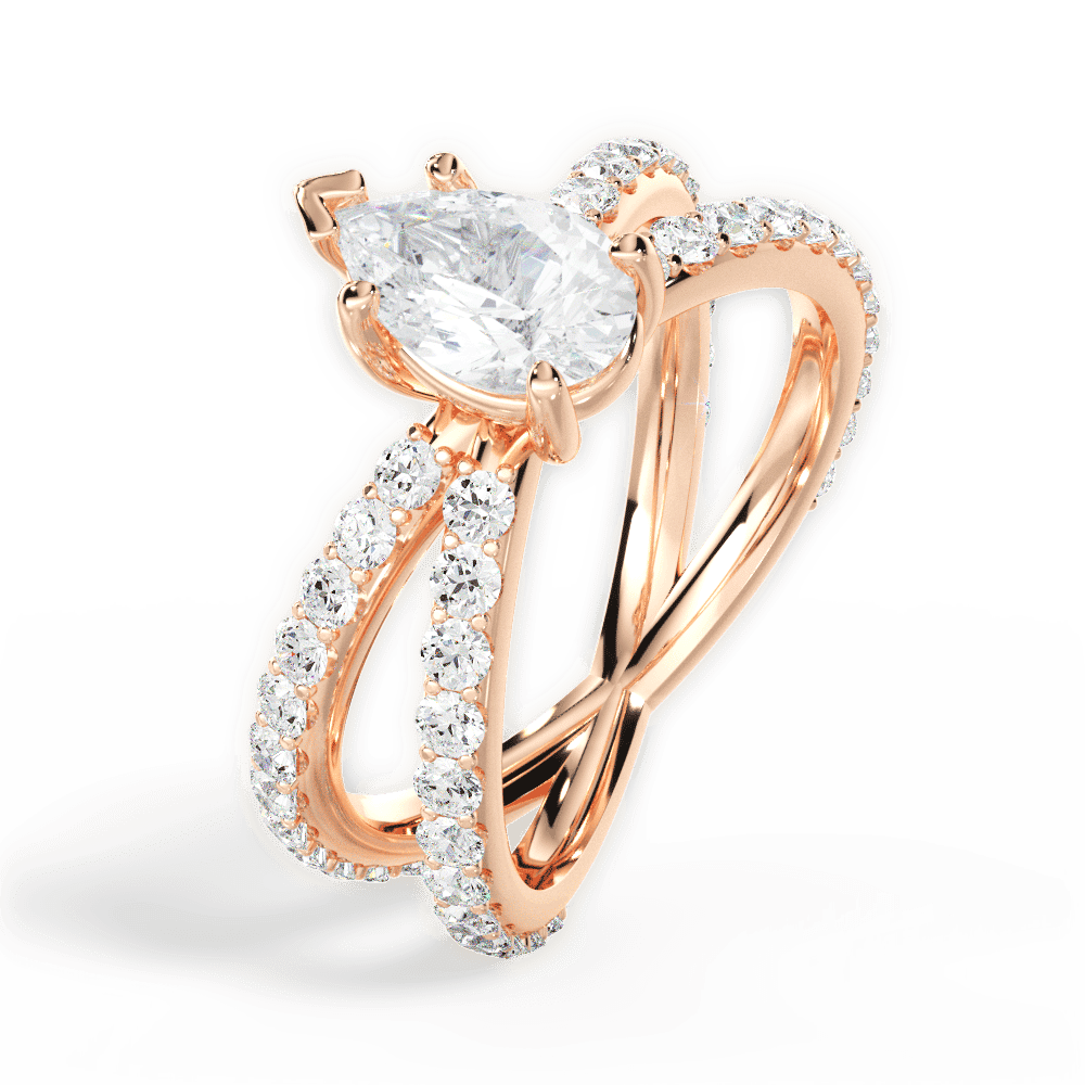 14kt Rose Gold/18kt Rose Gold/pear/side