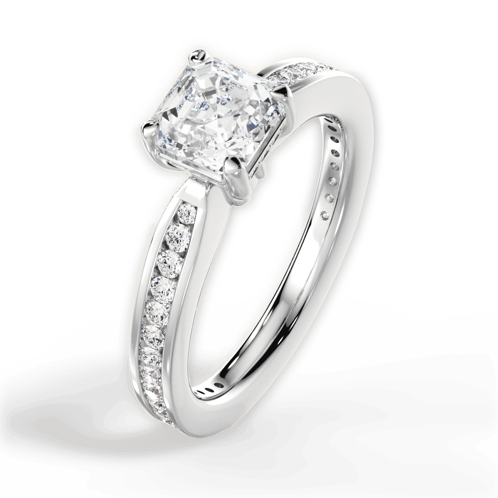 14kt White Gold/18kt White Gold/Platinum/asscher/side