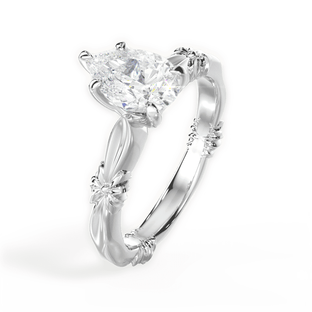 14kt White Gold/18kt White Gold/Platinum/pear/side