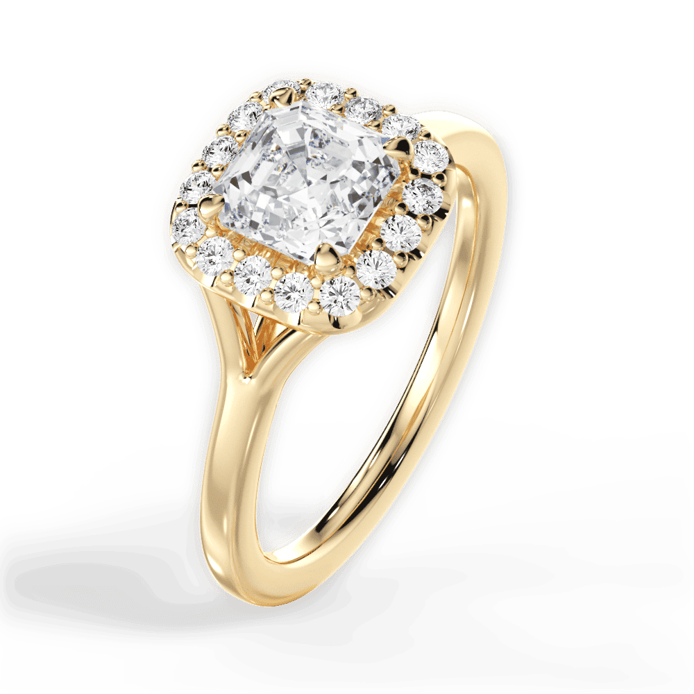 14kt Yellow Gold/18kt Yellow Gold/asscher/side