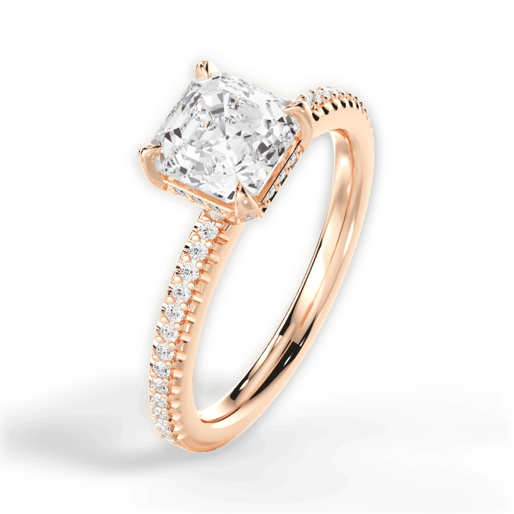 14kt Rose Gold/18kt Rose Gold/asscher/side