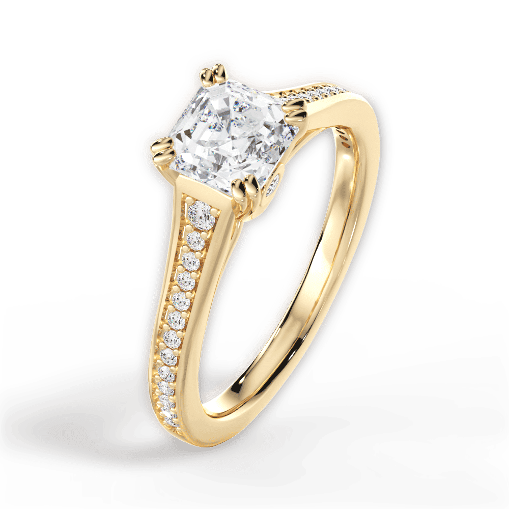 14kt Yellow Gold/18kt Yellow Gold/asscher/side