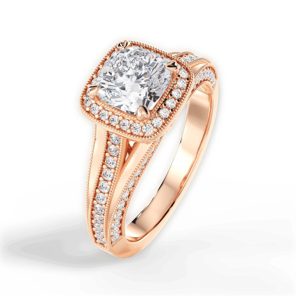 14kt Rose Gold/18kt Rose Gold/cushion/side