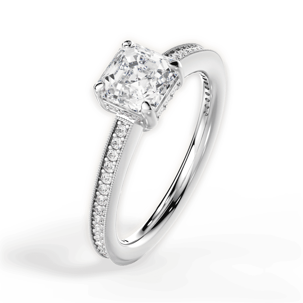 14kt White Gold/18kt White Gold/Platinum/asscher/side