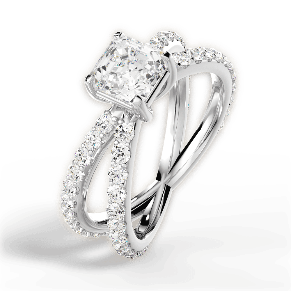 14kt White Gold/18kt White Gold/Platinum/asscher/side